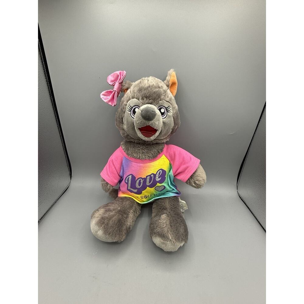 Build A Bear Violet The Wolf Great Wolf Lodge Plush Rainbow Love Shirt